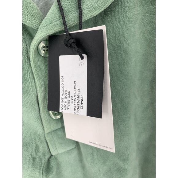 NWT RE/DONE BY HANES Cropped velour polo shirt Small - Picture 6 of 12